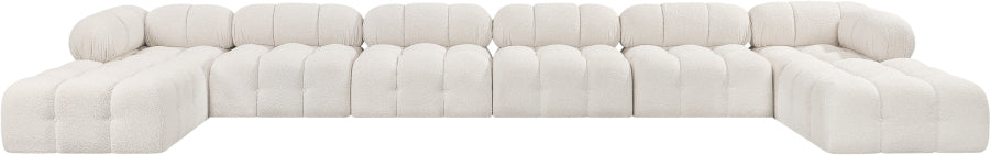 Meridian Furniture - Ames 204" Boucle Fabric Upholstered 8 Piece Modular Sectional - 611Cream-Sec8B - GreatFurnitureDeal