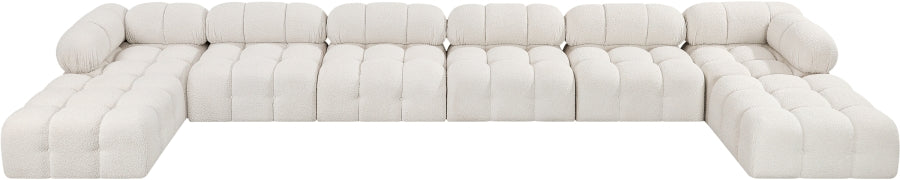 Meridian Furniture - Ames 204" Boucle Fabric Upholstered 8 Piece Modular Sectional - 611Cream-Sec8B - GreatFurnitureDeal