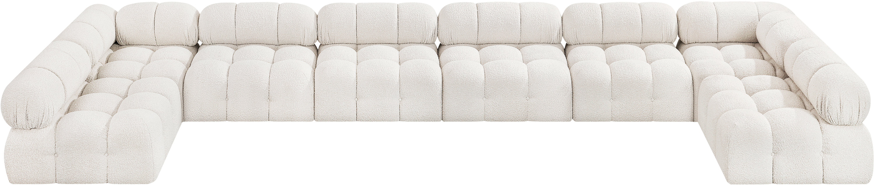 Meridian Furniture - Ames 204" Boucle Fabric Upholstered 8 Piece Modular Sectional - 611Cream-Sec8B - GreatFurnitureDeal