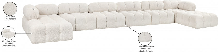 Meridian Furniture - Ames 204" Boucle Fabric Upholstered 8 Piece Modular Sectional - 611Cream-Sec8B - GreatFurnitureDeal