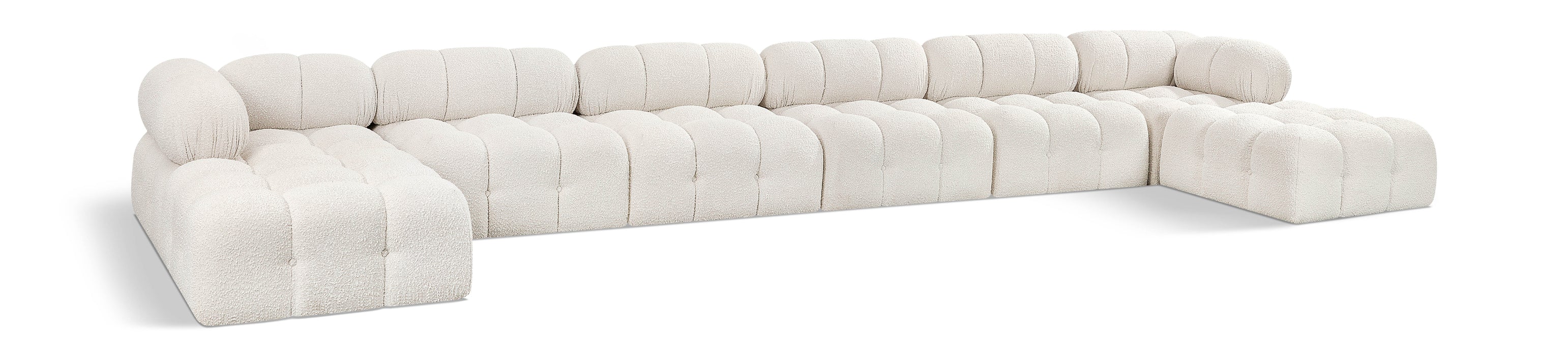 Meridian Furniture - Ames 204" Boucle Fabric Upholstered 8 Piece Modular Sectional - 611Cream-Sec8B - GreatFurnitureDeal