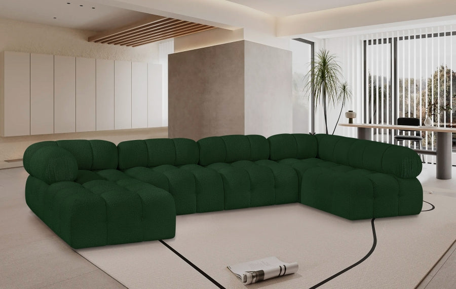 Meridian Furniture - Ames 136" Boucle Fabric Upholstered 6 Piece Modular Sectional - 611Green-Sec6A - GreatFurnitureDeal