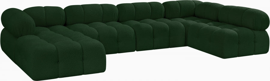 Meridian Furniture - Ames 136" Boucle Fabric Upholstered 6 Piece Modular Sectional - 611Green-Sec6A - GreatFurnitureDeal