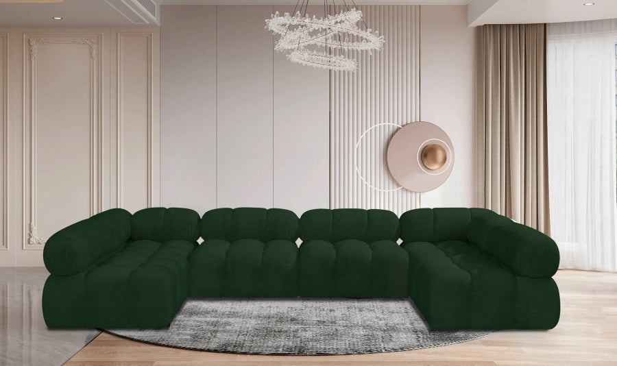Meridian Furniture - Ames 136" Boucle Fabric Upholstered 6 Piece Modular Sectional - 611Green-Sec6B - GreatFurnitureDeal
