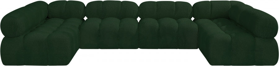 Meridian Furniture - Ames 136" Boucle Fabric Upholstered 6 Piece Modular Sectional - 611Green-Sec6B - GreatFurnitureDeal
