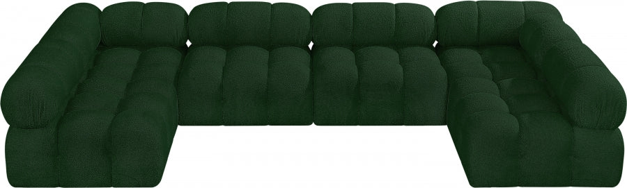 Meridian Furniture - Ames 136" Boucle Fabric Upholstered 6 Piece Modular Sectional - 611Green-Sec6B - GreatFurnitureDeal