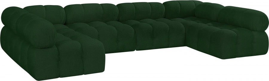 Meridian Furniture - Ames 136" Boucle Fabric Upholstered 6 Piece Modular Sectional - 611Green-Sec6B - GreatFurnitureDeal