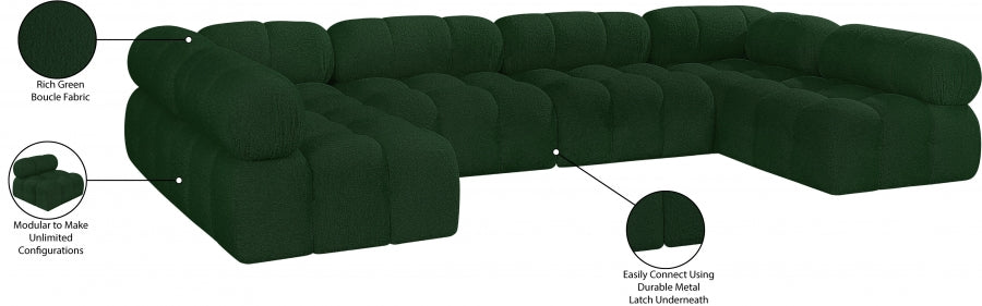 Meridian Furniture - Ames 136" Boucle Fabric Upholstered 6 Piece Modular Sectional - 611Green-Sec6B - GreatFurnitureDeal