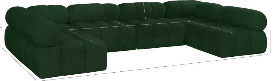 Meridian Furniture - Ames 136" Boucle Fabric Upholstered 6 Piece Modular Sectional - 611Green-Sec6B - GreatFurnitureDeal