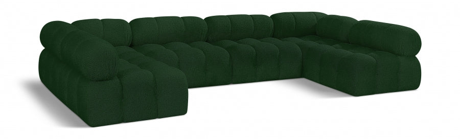 Meridian Furniture - Ames 136" Boucle Fabric Upholstered 6 Piece Modular Sectional - 611Green-Sec6B - GreatFurnitureDeal