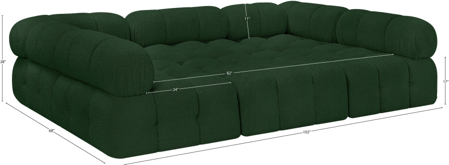Meridian Furniture - Ames 102" Boucle Fabric Upholstered 6 Piece Modular Sectional - 611Green-Sec6C - GreatFurnitureDeal