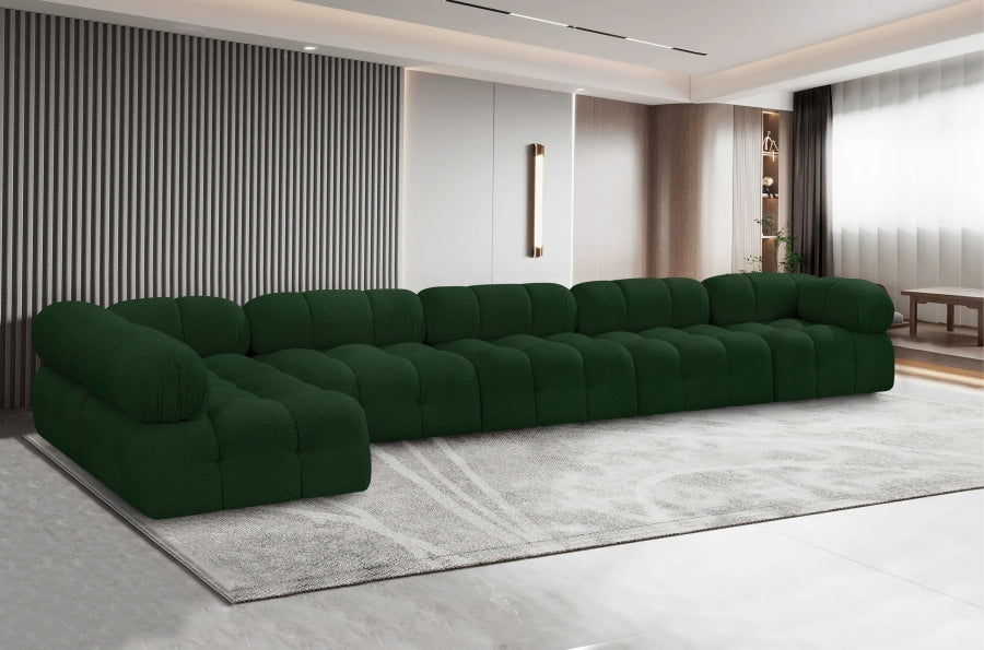 Meridian Furniture - Ames 170" Boucle Fabric Upholstered 6 Piece Modular Sectional - 611Green-Sec6E - GreatFurnitureDeal