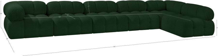 Meridian Furniture - Ames 170" Boucle Fabric Upholstered 6 Piece Modular Sectional - 611Green-Sec6E - GreatFurnitureDeal