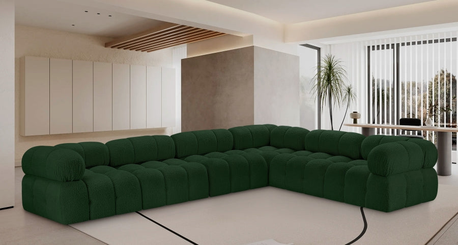 Meridian Furniture - Ames 136" Boucle Fabric Upholstered 6 Piece Modular Sectional - 611Green-Sec6F - GreatFurnitureDeal