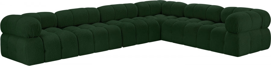 Meridian Furniture - Ames 136" Boucle Fabric Upholstered 6 Piece Modular Sectional - 611Green-Sec6F - GreatFurnitureDeal