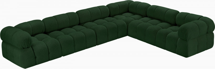 Meridian Furniture - Ames 136" Boucle Fabric Upholstered 6 Piece Modular Sectional - 611Green-Sec6F - GreatFurnitureDeal