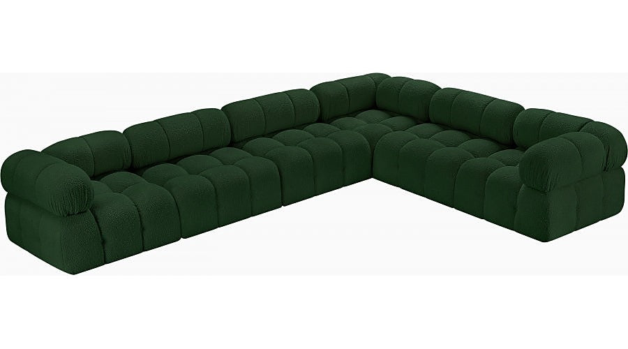 Meridian Furniture - Ames 136" Boucle Fabric Upholstered 6 Piece Modular Sectional - 611Green-Sec6F - GreatFurnitureDeal