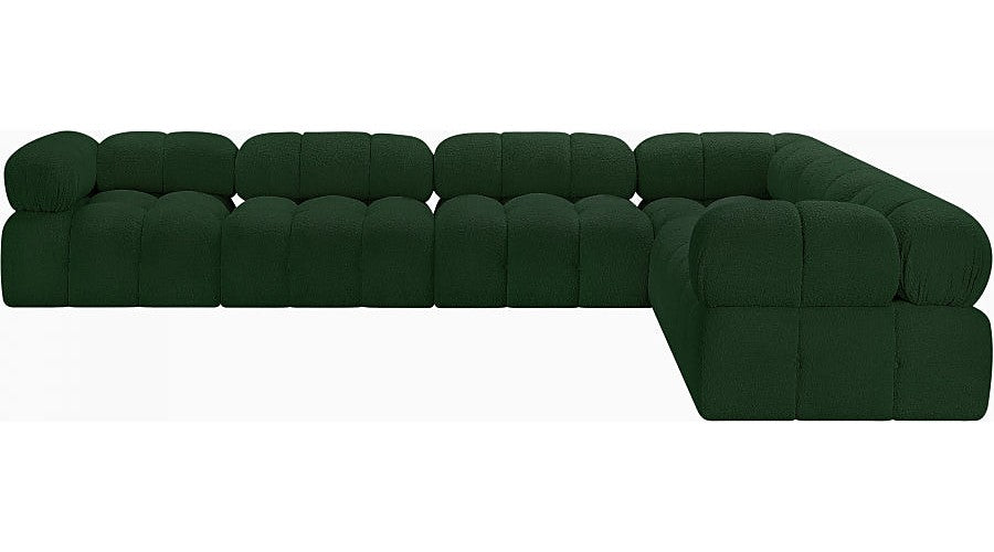 Meridian Furniture - Ames 136" Boucle Fabric Upholstered 6 Piece Modular Sectional - 611Green-Sec6F - GreatFurnitureDeal