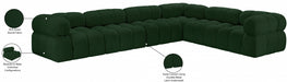 Meridian Furniture - Ames 136" Boucle Fabric Upholstered 6 Piece Modular Sectional - 611Green-Sec6F - GreatFurnitureDeal