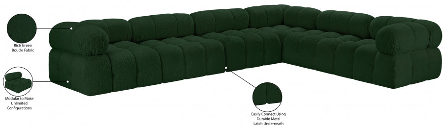 Meridian Furniture - Ames 136" Boucle Fabric Upholstered 6 Piece Modular Sectional - 611Green-Sec6F - GreatFurnitureDeal