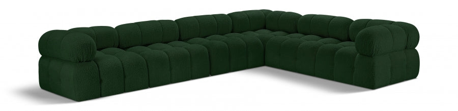 Meridian Furniture - Ames 136" Boucle Fabric Upholstered 6 Piece Modular Sectional - 611Green-Sec6F - GreatFurnitureDeal