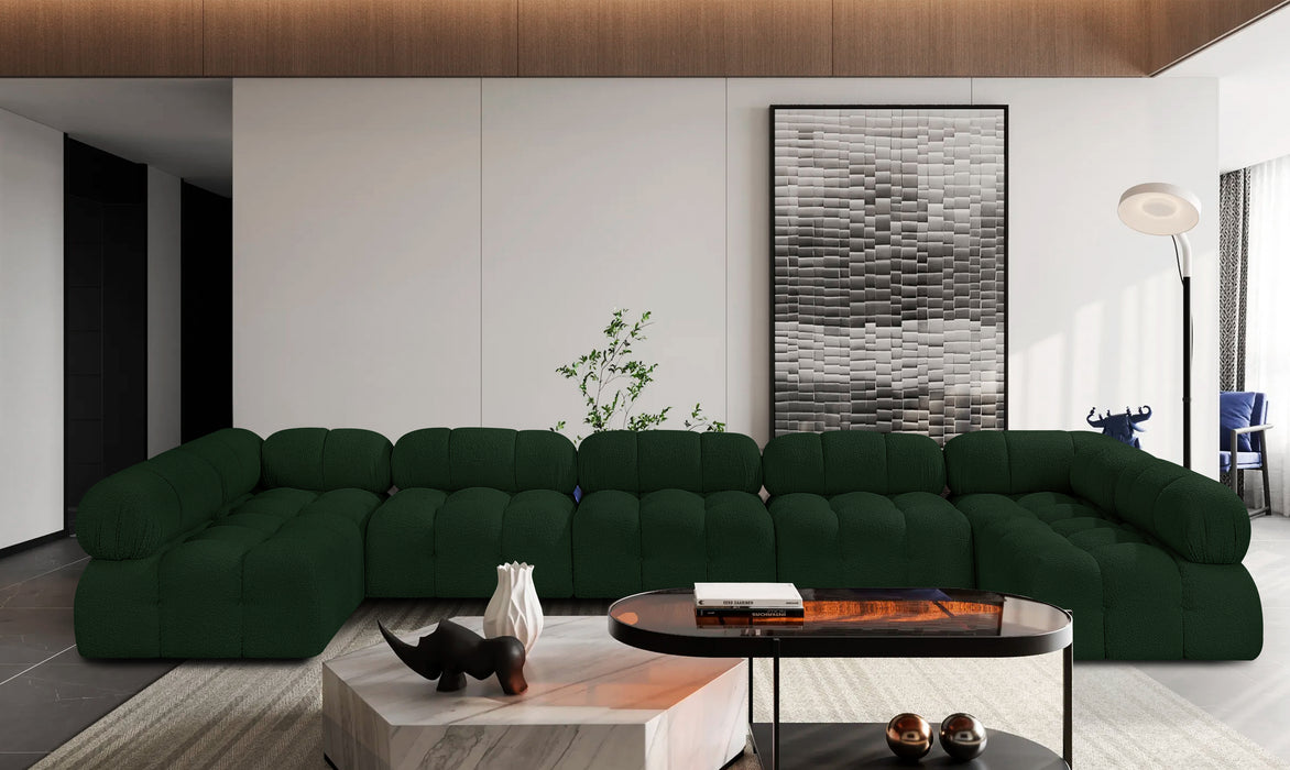 Meridian Furniture - Ames 170" Boucle Fabric Upholstered 7 Piece Modular Sectional - 611Green-Sec7A - GreatFurnitureDeal