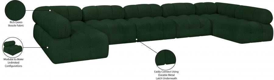 Meridian Furniture - Ames 170" Boucle Fabric Upholstered 7 Piece Modular Sectional - 611Green-Sec7A - GreatFurnitureDeal