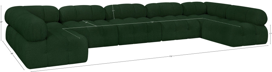 Meridian Furniture - Ames 170" Boucle Fabric Upholstered 7 Piece Modular Sectional - 611Green-Sec7A - GreatFurnitureDeal