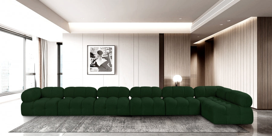 Meridian Furniture - Ames 204" Boucle Fabric Upholstered 7 Piece Modular Sectional - 611Green-Sec7C - GreatFurnitureDeal