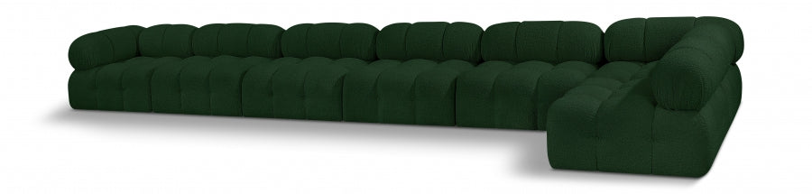 Meridian Furniture - Ames 204" Boucle Fabric Upholstered 7 Piece Modular Sectional - 611Green-Sec7C - GreatFurnitureDeal