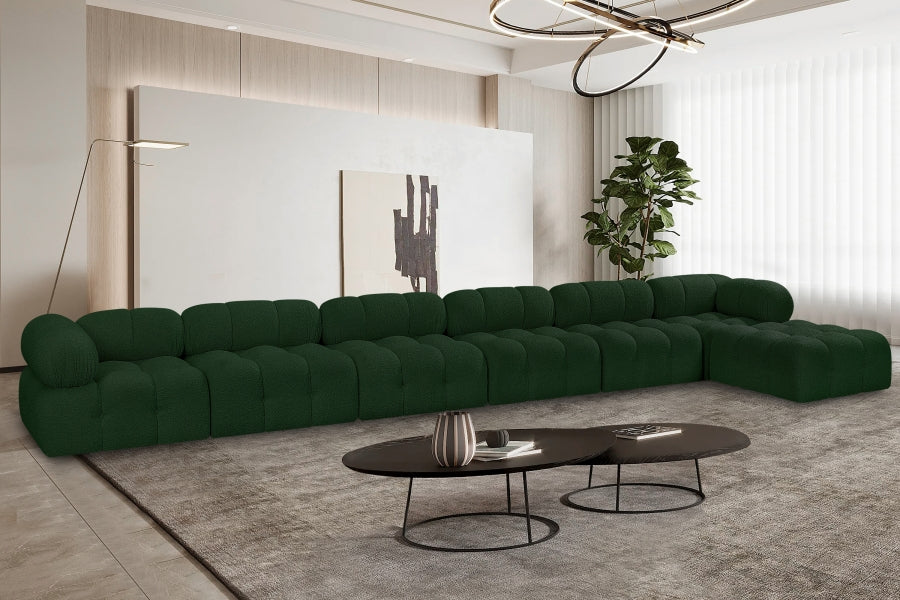 Meridian Furniture - Ames 204" Boucle Fabric Upholstered 7 Piece Modular Sectional - 611Green-Sec7D - GreatFurnitureDeal