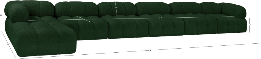 Meridian Furniture - Ames 204" Boucle Fabric Upholstered 7 Piece Modular Sectional - 611Green-Sec7D - GreatFurnitureDeal