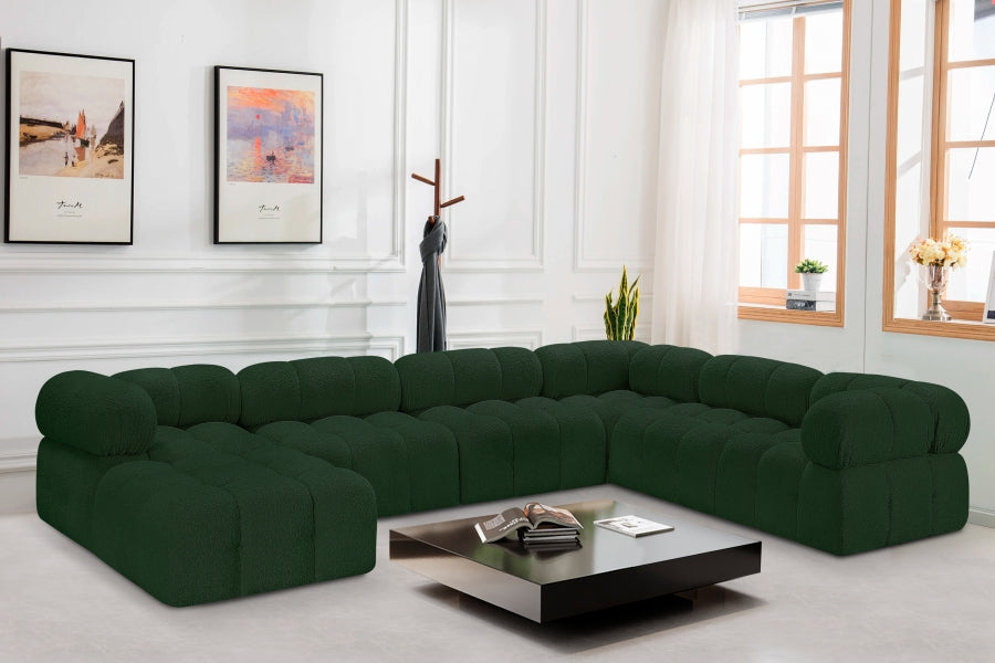 Meridian Furniture - Ames 136" Boucle Fabric Upholstered 7 Piece Modular Sectional - 611Green-Sec7E - GreatFurnitureDeal