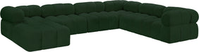 Meridian Furniture - Ames 136" Boucle Fabric Upholstered 7 Piece Modular Sectional - 611Green-Sec7E - GreatFurnitureDeal