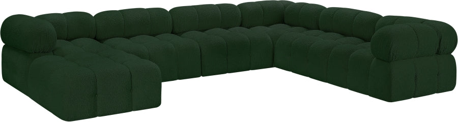Meridian Furniture - Ames 136" Boucle Fabric Upholstered 7 Piece Modular Sectional - 611Green-Sec7E - GreatFurnitureDeal