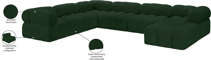 Meridian Furniture - Ames 136" Boucle Fabric Upholstered 7 Piece Modular Sectional - 611Green-Sec7E - GreatFurnitureDeal