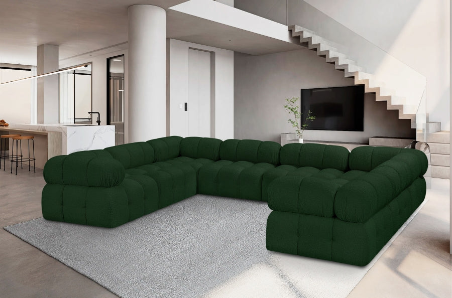 Meridian Furniture - Ames 136" Boucle Fabric Upholstered 8 Piece Modular Sectional Sofa - 611Green-Sec8A - GreatFurnitureDeal