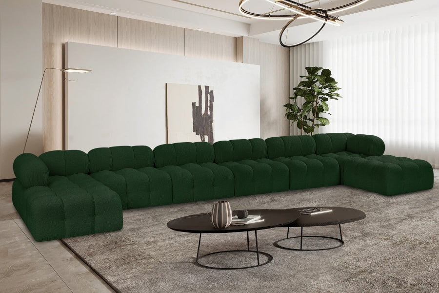 Meridian Furniture - Ames 204" Boucle Fabric Upholstered 8 Piece Modular Sectional - 611Green-Sec8B - GreatFurnitureDeal