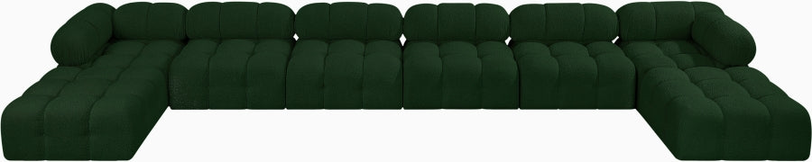 Meridian Furniture - Ames 204" Boucle Fabric Upholstered 8 Piece Modular Sectional - 611Green-Sec8B - GreatFurnitureDeal