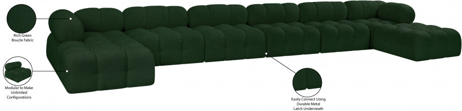 Meridian Furniture - Ames 204" Boucle Fabric Upholstered 8 Piece Modular Sectional - 611Green-Sec8B - GreatFurnitureDeal
