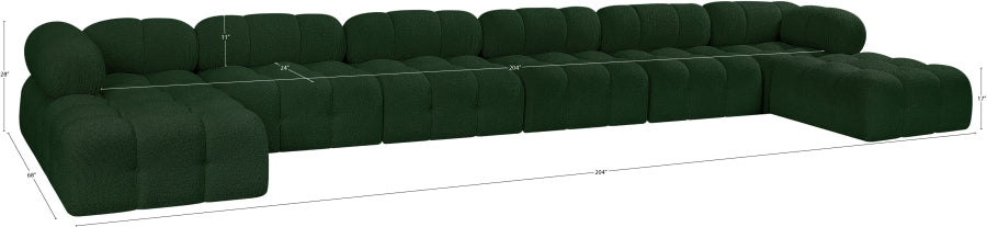 Meridian Furniture - Ames 204" Boucle Fabric Upholstered 8 Piece Modular Sectional - 611Green-Sec8B - GreatFurnitureDeal