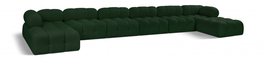 Meridian Furniture - Ames 204" Boucle Fabric Upholstered 8 Piece Modular Sectional - 611Green-Sec8B - GreatFurnitureDeal