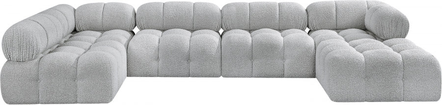 Meridian Furniture - Ames 136" Boucle Fabric Upholstered 6 Piece Modular Sectional - 611Grey-Sec6A - GreatFurnitureDeal