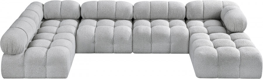 Meridian Furniture - Ames 136" Boucle Fabric Upholstered 6 Piece Modular Sectional - 611Grey-Sec6A - GreatFurnitureDeal