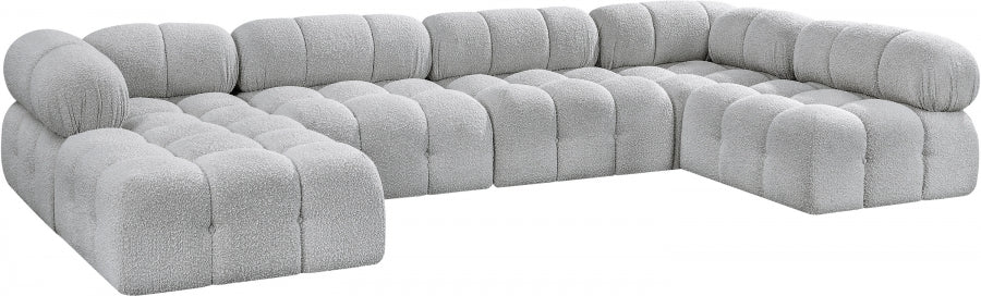 Meridian Furniture - Ames 136" Boucle Fabric Upholstered 6 Piece Modular Sectional - 611Grey-Sec6A - GreatFurnitureDeal