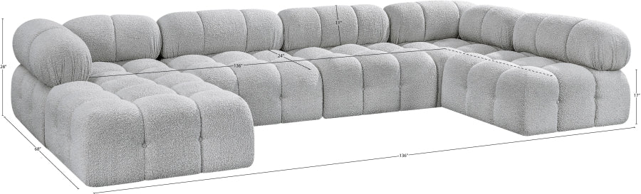 Meridian Furniture - Ames 136" Boucle Fabric Upholstered 6 Piece Modular Sectional - 611Grey-Sec6A - GreatFurnitureDeal