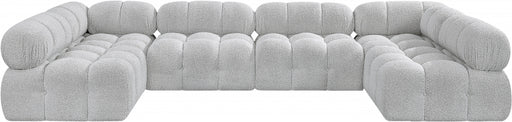Meridian Furniture - Ames 136" Boucle Fabric Upholstered 6 Piece Modular Sectional - 611Grey-Sec6B - GreatFurnitureDeal