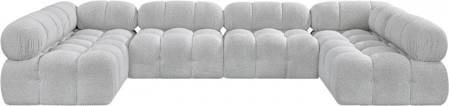 Meridian Furniture - Ames 136" Boucle Fabric Upholstered 6 Piece Modular Sectional - 611Grey-Sec6B - GreatFurnitureDeal