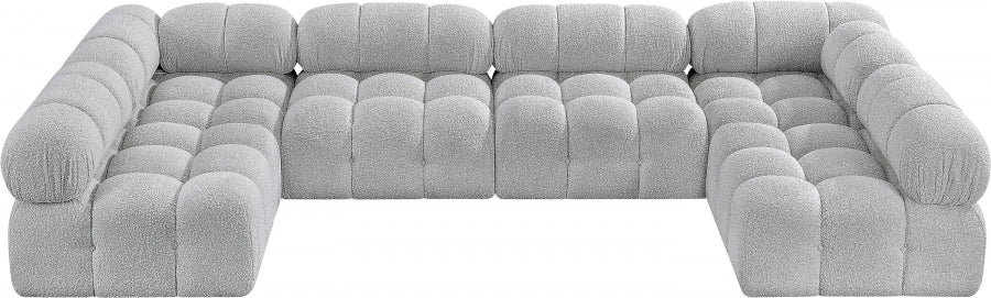 Meridian Furniture - Ames 136" Boucle Fabric Upholstered 6 Piece Modular Sectional - 611Grey-Sec6B - GreatFurnitureDeal