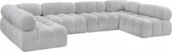 Meridian Furniture - Ames 136" Boucle Fabric Upholstered 6 Piece Modular Sectional - 611Grey-Sec6B - GreatFurnitureDeal